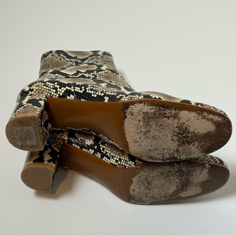 By Far Sofia Snake Print Leather Ankle Boots Size 39 - Picture 5 of 8